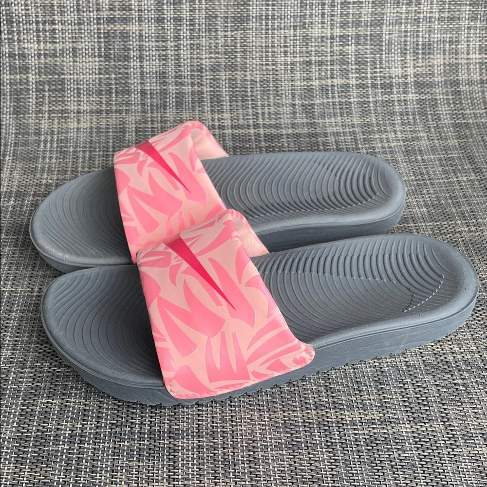 Nike Kawa Slide Print 'Dark Grey/Tropical Pink' Sandals Girls Size 13